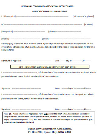 Community Membership Application Form