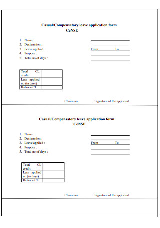 Compensatory Leave Application Form