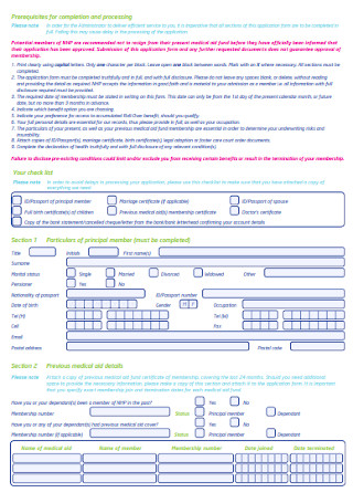 Confidential Membership application Form