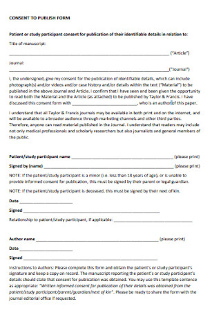 Consent to Publish Form