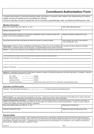 Constituent Authorization Form