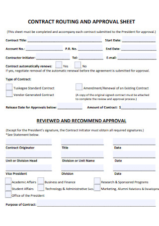 Contract Approval Sheet
