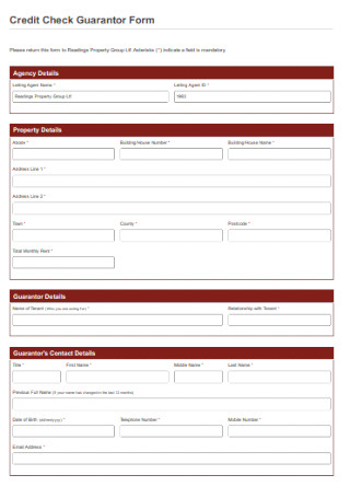 Credit Check Guarantor Form