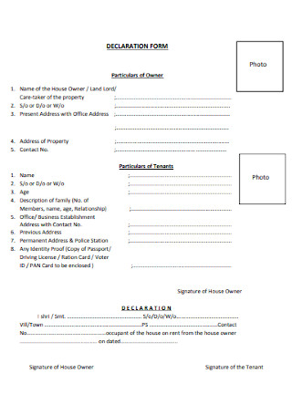Declaration Form Format