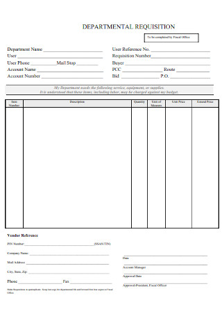 Departmental Requisition Form Template