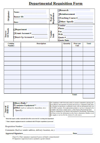Departmental Requisition Form