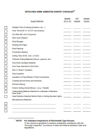 Detached Home Survey Checklist