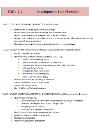 Development Task Checklist