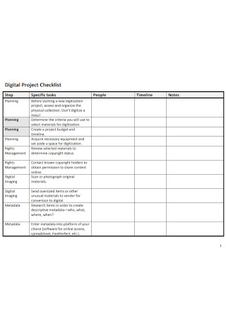 Digital Project Checklist 