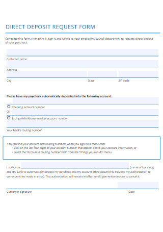 Direct Deposit Request Form