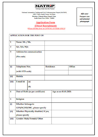 Direct Recruitment Application Form