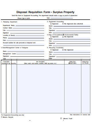 Disposal Requisition Form
