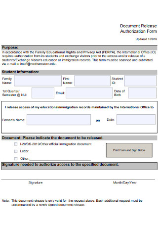 Document Release Authorization Form 
