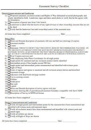 Easement Survey Checklist 