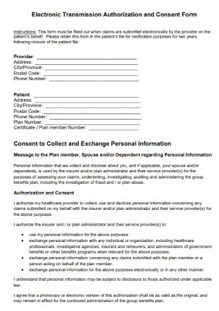 Electronic Authorization and Consent Form