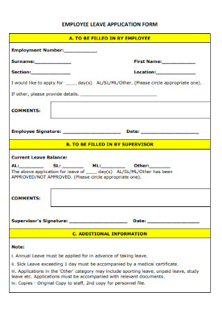 Employee Leave Application Form