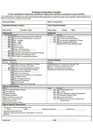 Employee Onboarding Checklist Format