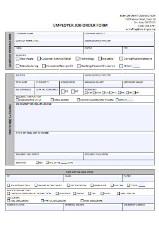 Employer Job Order Form