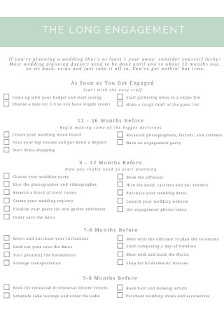 Engagement and Wedding Planning Checklist