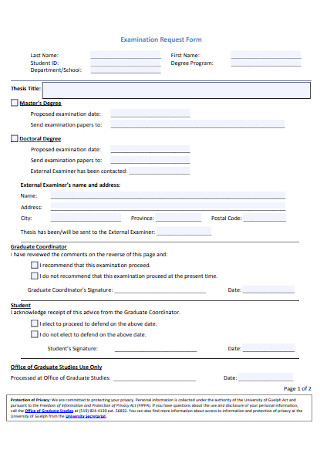 Examination Request Form