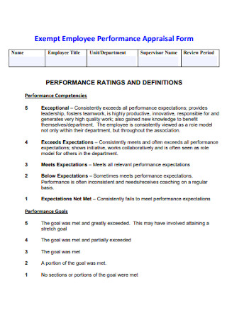 Exempt Employee Appraisal Form 