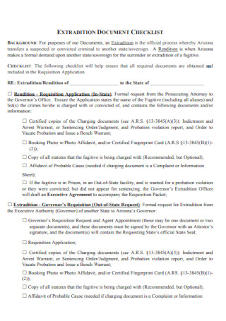 Extradition Document Checklist