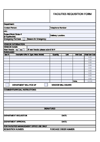 Facilities Requisition Form
