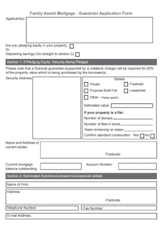 Family Guarantor Application Form 