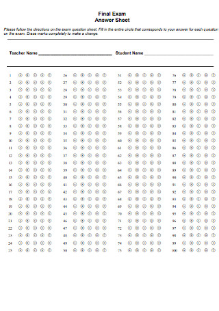 32 sample answer sheet templates in pdf ms word