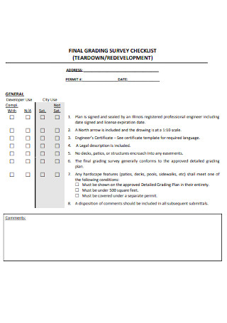 Final Grading Survey Checklist