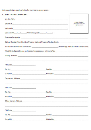 First Application Form