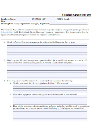 Flexplace Agreement Form