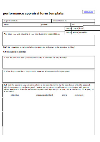 Format Appraisal Form Template