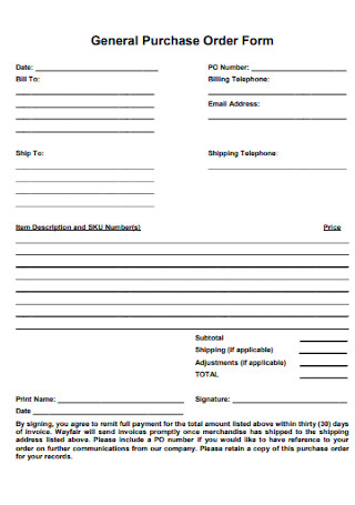 General Purchase Order Form