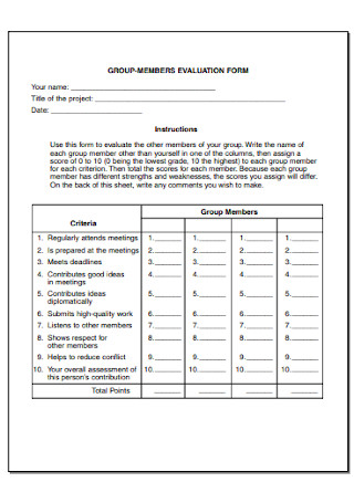 Group Members Evaluation Form