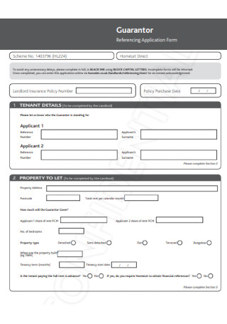 Guarantor Referencing Application Form