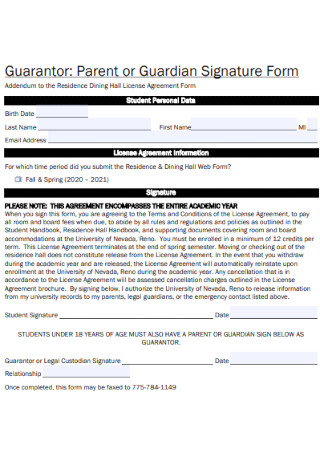 Guardian Signature Form