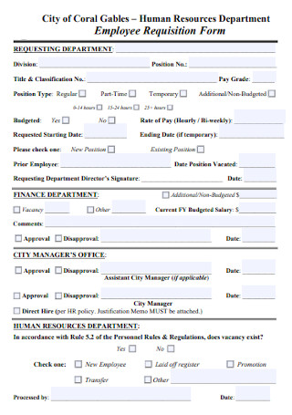 HR Employee Requisition Form 