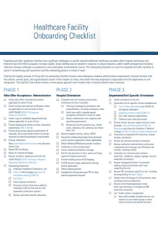 Healthcare Facility Onboarding Checklist