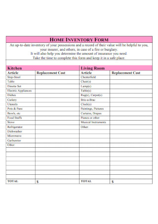 Home Inventory Form