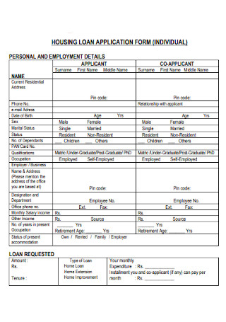 Housing Loan Application Form