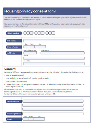Housing Privacy Consent Form