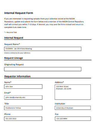 Internal Request Form 