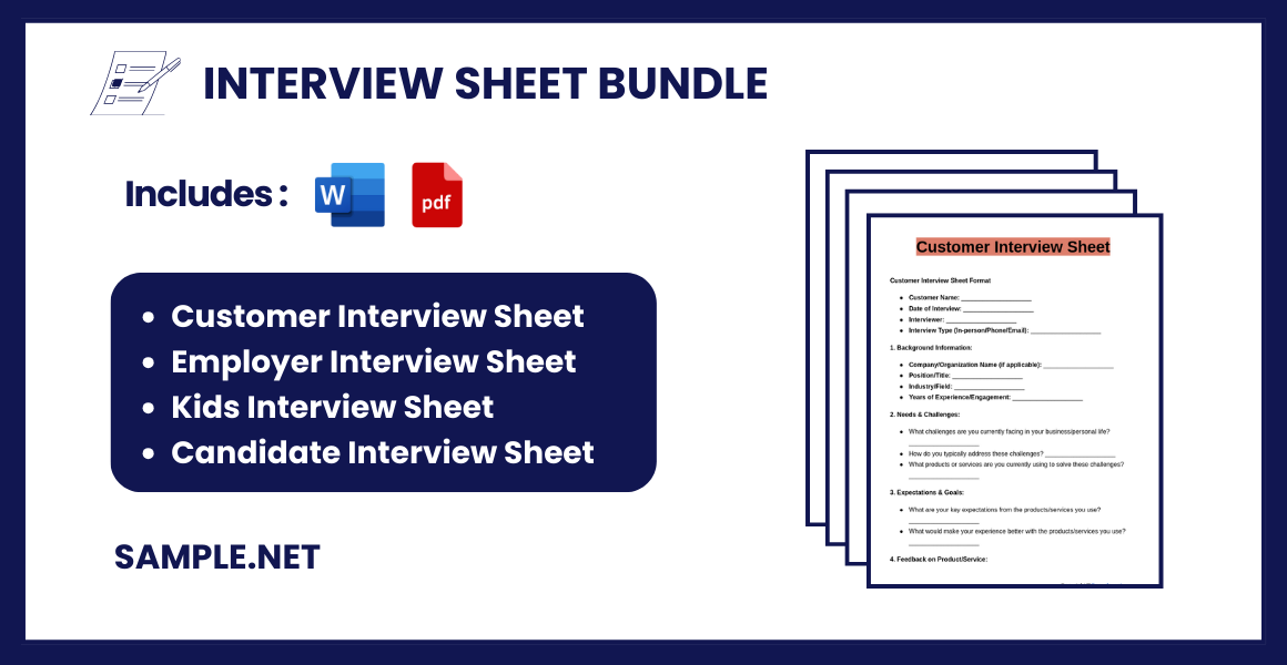 interview sheet bundle