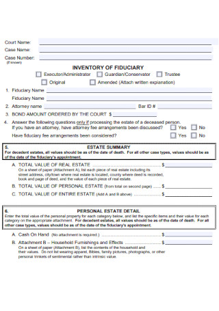 Inventory of Fiduciary Form
