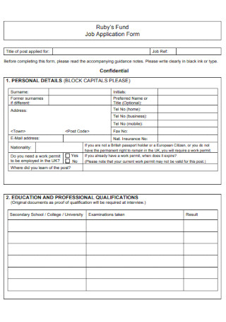 Job Fund Application Form