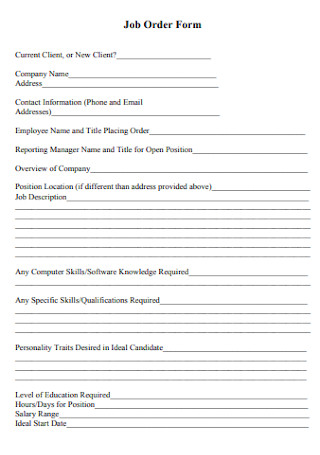 Job Order Form Example