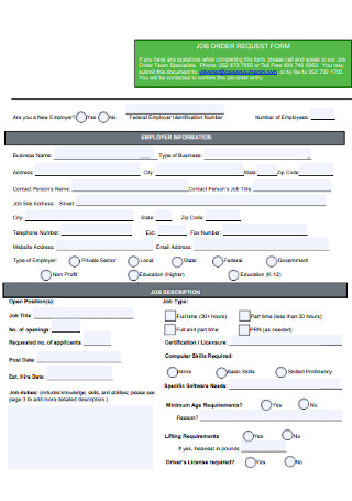 Job Order Request Form