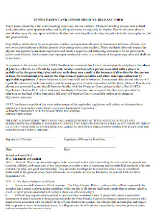 Junior Medical Release Form