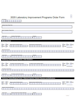 Laboratory Improvement Programs Order Form